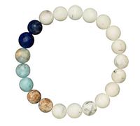 Zan Mast Mens Blue Beaded Bracelet with Gift Box, Navy Stretch Bracelet for Boyfriend Husband Dad, Simple Matte Black Accent Beads, Adjustable Elastic Wristband Gift for Him, One Size, Metal, Lapis