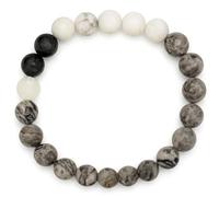 Zan Mast Mens Blue Beaded Bracelet with Gift Box, Navy Stretch Bracelet for Boyfriend Husband Dad, Simple Matte Black Accent Beads, Adjustable Elastic Wristband Gift for Him, One Size, Metal, Lapis