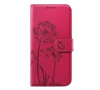 Zanaé Wallet Case for Galaxy A56/A36 Butterfly Flower Design, Red