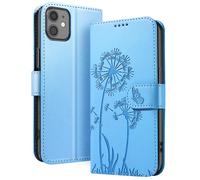 Zanaé Wallet Case for iPhone 11 Design Butterfly Flowers, Light blue