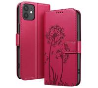 Zanaé Wallet Case for iPhone 12 / 12 Pro Design Flowers Butterfly, Red