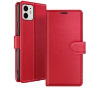 Zanaé Wallet Case for iPhone 12 and 12 Pro Stand Tab, Red