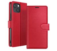 Zanaé Wallet Case for iPhone 13 Mini Stand Tab, Red
