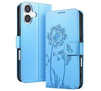 Zanaé Wallet Case for iPhone 17 Design Flowers Butterfly, Light blue