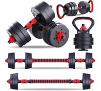 Zanbeel Adjustable Dumbbell Weight Set for Home Gym-Slide-On Free Weights Dumbbell Set for Full-Body Workouts, Dumbell Barbell Combo,Ideal for Women & Men (20, Kilograms)