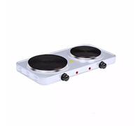 ZANBEEL Electric Double Hot Plate - 2500W Portable Twin Hob Cooker (1000W + 1500W), Adjustable Temperature Control, Compact Tabletop Stove for Cooking, White