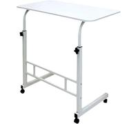 Zanbeel Height Adjustable Rolling Laptop Desk, Portable Mobile Workstation with Wheels, Gray Top, White Frame, Overbed Table for Sofa, Bed, Home Office (White)
