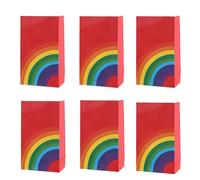 Zanceamy 40 Pcs Rainbow Paper Bags, Rainbow Candy Treat Bag, Small Gift Bag, Paper Birthday Present Bags for Wedding Birthday Party Baby Shower Shopping Supplies (Red)