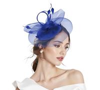 Zando Blue Fascinators for Women, Blue Fascinator for Weddings, 2-in-1 Headband Hat with Clip, Elegant Hair Accessories for Mother of the Bride & Guest Outfits, Royal Ascot Ladies Day & Tea Party
