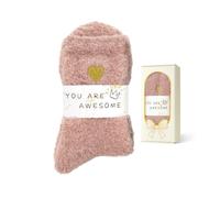 Zando Fluffy Socks Women You Are Awesome Cosy Gift Box | 98% Polyester fluffy socks in a "YOU ARE AWESOME" window gift box. Ultra-soft, machine washable, perfect cosy gift for her.