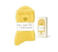 Zando Fluffy Socks Women You Are Awesome Cosy Gift Box | 98% Polyester fluffy socks in a "YOU ARE AWESOME" window gift box. Ultra-soft, machine washable, perfect cosy gift for her.