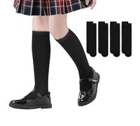 Zando Knee High Socks, Unisex Cotton Striped Socks, Big Kids Sports Sock, Football Baseball Stockings For Boys Girls 2025, 4 Pairs Athletic Sock, Black 4, 12-14 Years