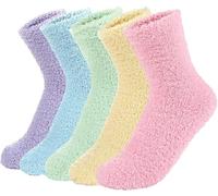 Zando Ladies Cozy Fuzzy Fluffy Socks Womens Girls, Cute Winter Slipper Socks Women, Cosy Warm Bed Socks For Women, Five Sets Of Solids, One Size