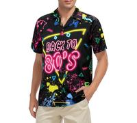 Zando Mens Hawaiian Shirts Short Sleeve Vintage 70s 80s Shiteshirts Funny Summer Casual Button Down Beach Holiday Tops, Radio Waves, 2XL