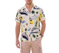 Zando Mens Hawaiian Shirts Short Sleeve Vintage 70s 80s Shiteshirts Funny Summer Casual Button Down Beach Holiday Tops, Cruise Duck Duck, M