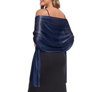 Zando Wedding Bridal Bridesmaids Satin Chiffon Shawls and Wraps for Evening Dresses, Lightweight Semi-Sheer Scarf Cover Up Pashmina for Formal Party Guest, Navy Blue