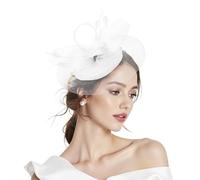 Zando White Fascinators for Women, White Fascinator for Weddings, 2-in-1 Headband Hat with Clip, Elegant Hair Accessories for Mother of the Bride & Guest Outfits, Royal Ascot Ladies Day & Tea Party