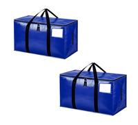 Zandrix Extra Large Moving Boxes Bags, 93L Heavy Duty Cloths Storage Bags with Backpack Straps, Waterproof Foldable Storage Totes Bins for College Dorm, Christmas Decorations Travelling-2 Pack, Blue
