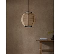 Zane Natural Linen Round Pendant Light black