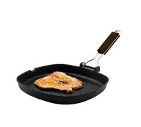 Zanetti, Grill Pan 24 x 24 cm, High Thickness Die-Cast Aluminium Grill Plate, Grill Plate Suitable for Induction Hobs, Folding Handle