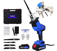 ZanGe Cordless Reciprocating Saw, 21V 1.5Ah Battery Powered Electric Saw w/High Efficient Cutting, Fast Charger, 4 Saw Blades, Tool-Free Blade Change, Powerful Saw for Metal Wood PVC Cutting