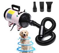 ZanGe Dog Hair Dryer, Dog Grooming Hair Dryer, Dog blaster 2800W High Velocity Pet Dog Cat Hairdryers Low Noise Dryer Blower with 2 Speed Temperature Heater, 2.5m Flexible Hose Pink