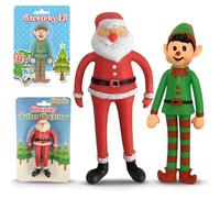 ZANGOC Secret Santa Gifts Stretchy Father Christmas & Stretchy Elf - 12 cm Festive Duo Stocking Fillers Eve Box Selection Presents Christmas, for Men Women and Kids - Secret Santa+Elf