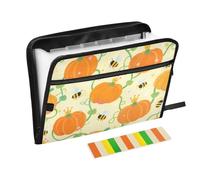 Zanies Crown Pumpkin Orange Bees Expanding Folder 13 Pockets A4 Letter Size with Zipper Closure for Paperwork Expanding File Jackets carpetas de
