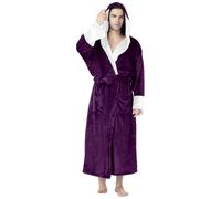 Zanisouta Bathrobe Men's Lightweight Dressing Gown Sauna Gown Dressing Gown Cotton Kimono Bathrobe Pyjama Bottoms Bathrobe Sleepwear House Coat Men's Bathrobe House Wear Sauna Gown, R Dark Purple, 3XL
