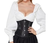 Zanisouta Bodyshaper Elegant Corset Palace Bustier Lace Lingerie Gothic Lace Up Overbust Corset Ruffle Trim Waist Push Up Corset with Tugs Corset Shapewear for Halloween, O Black, XS