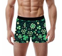 Zanisouta Ireland Irish Shamrock Underwear Men's Breathable Boxer Shorts Soft Shorts Comfortable Printed Underwear St Patricks Day Leisure Sports Boxer Shorts with Tight Fitting Sleepwear, black, XL