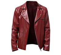Zanisouta Leather Jacket Men's Vintage Bomber Jacket Retro Motorcycle Jacket Steampunk Casual Shirt Faux Leather Loungewear Casual Biker Jacket Lightweight Pilot Jacket Gothic Genuine Leather Jacket
