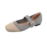 Zanisouta Mary Jane Women's Ballet Flats Slip On Low Shoes Breathable Lightweight Summer Casual Shoes Comfortable Flexible Flat Comfort Shoes Soft Everyday Slippers Elegant Traditional Shoes, gray, 8