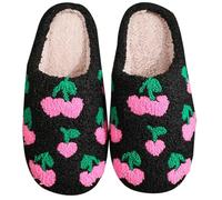 Zanisouta Slippers Women's Slippers Men's Winter Warm Strawberry Fruit Felt Slippers Unisex Fluffy Slippers Comfortable Slippers Non-Slip Hut Shoes Soft Flat Shoes