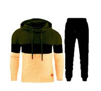 Zanisouta Tracksuit Men's Winter Jogging Suit Baggy Suit 2-Piece Long Sleeve Colour Block Sweatshirt and Jogging Bottoms Set Casual Sports Suit Warm Leisure Suit Breathable Leisure Suit, O Army Green
