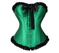 Zanisouta Women's Corset Black Full Breast Bustier Gothic Corsage Burlesque Top Satin Corset Push Up Undershirt Steampunk Blouse Vintage Blouse Corset Vest Waist Training Underwear, O Green, XS