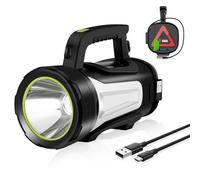 Zankeox Rechargeable Torch, Super Bright LED Rechargeable Torches with 8 Lighting Modes, 6000mAh Battery Powered Torches IP65 Waterproof Powerful Hand Flashlight Torch for Outdoor Camping, Emergencies