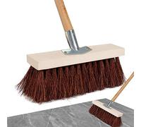 Zankie 20/27/50cm Wooden Broom Head With Hard Bristle- Heavy Duty Stiff Broom Head,Replacement Wooden Broom Head For Outdoor Garden Yard Brush Sweeping