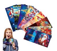 Zankie 8 Pack 5D DIY Diamond-Painting 5D Christmas Greeting Cards for Adults Christmas Series Round Drill Crystal Art Craft Paint by Number Kits Gift Friends