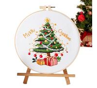 Zankie Christmas Hand Embroidery Kits - Christmas Cross Stit-ch Kit | Christmas Embroidery Start-er Kit with Pattern/Needles Thread Kit and Instructions Christmas Embroidery