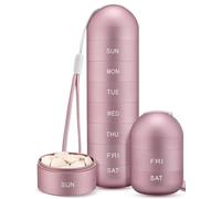 Zannaki Aluminum Alloy Weekly Pill Organizer, Detachable Moisture Proof BPA Free Travel Camping 7 Day Pill Box Case Waterproof and Portable to Hold Vitamins, Fish Oil, Supplements and Medication