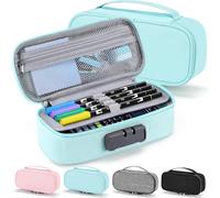 Zannaki Cute Pencil Case with Lock for Boys and Girls, Large Capacity Pencil Case with Handle, Cool School Supplies Pencil Box Pen Stationery Storage Bag Organizer for Kids Teens Adults, Mint Green