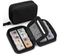Zannaki Cute Pill Organizer for Purse with Two Removable 7-Day Pill Box, Travel PU Leather Pill Case, Portable Weekly Pill Container with Storage Bag to Hold Vitamins, Fish Oils, Supplements (Black)