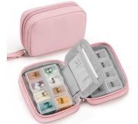 Zannaki Cute Pill Organizer for Purse with Two Removable 7-Day Pill Box, Travel PU Leather Pill Case, Portable Weekly Pill Container with Storage Bag to Hold Vitamins, Fish Oils, Supplements (Pink)