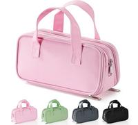 Zannaki Large Pencil Case, Big Capacity Pencil Pouch Pen Bag with 3 Compartment, Portable Canvas Stationery Organizer with Zipper, Cute Aesthetic School Supplies for Teen Girls Boys College,Pink