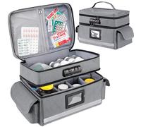 Zannaki Medicine Storage Bag with Combination Lock, Double Layers Pill Bottle Organizer Bag Empty, Medication Locking Box with Zippers for Prescription, Vitamins, Supplements or Medical Supplies, Grey