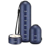 Zannaki Metal Moisture Proof Weekly Pill Organizer, Stackable Aluminum Alloy BPA Free Travel Hiking 7 Day Pill Box Case Waterproof and Large Compartment to Hold Pills, Vitamins, Fish Oil, Supplements