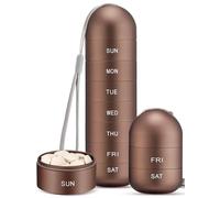 Zannaki Metal Moisture Proof Weekly Pill Organizer, Stackable Aluminum Alloy BPA Free Travel Hiking 7 Day Pill Box Case Waterproof and Large Compartment to Hold Pills, Vitamins, Fish Oil, Supplements