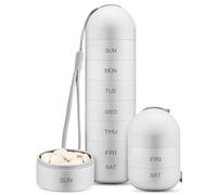 Zannaki Metal Moisture Proof Weekly Pill Organizer, Stackable Aluminum Alloy BPA Free Travel Hiking 7 Day Pill Box Case Waterproof and Large Compartment to Hold Pills, Vitamins, Fish Oil, Supplements