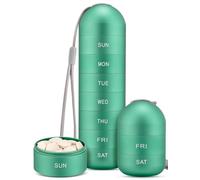 Zannaki Metal Moisture Proof Weekly Pill Organizer, Stackable Aluminum Alloy BPA Free Travel Hiking 7 Day Pill Box Case Waterproof and Large Compartment to Hold Pills, Vitamins, Fish Oil, Supplements